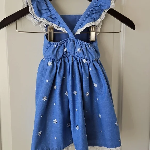 🫐EUC Blueberi Boulevard Blue Eyelet Dress | Girls 2T | Easter, Spring, Church - Picture 5 of 8